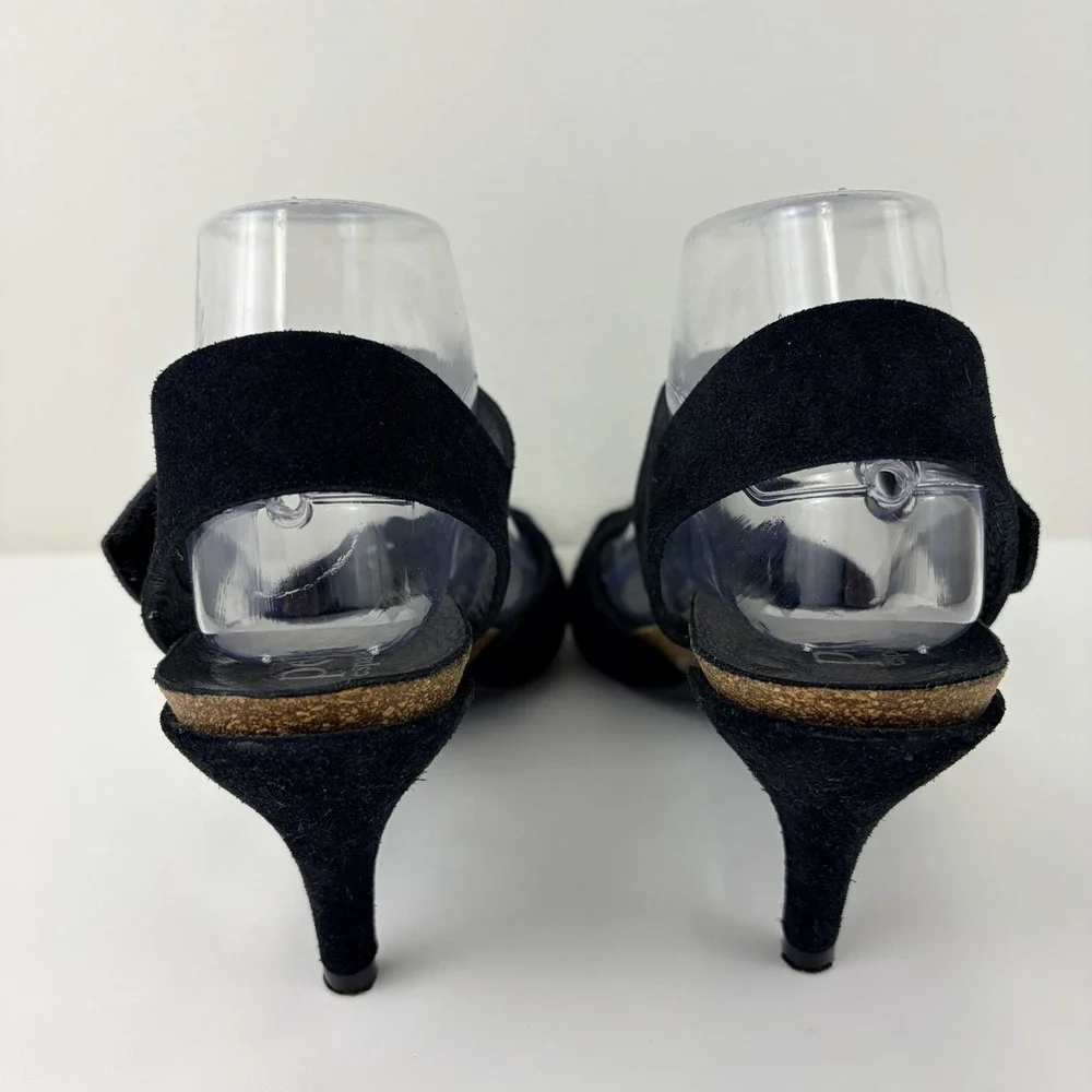 Pedro Garcia Black Suede Heels Sandals Womens EU 40 US 9 Ankle Strap Chic
